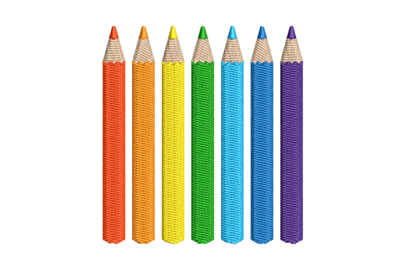Colorful Pencils Embroidery Design